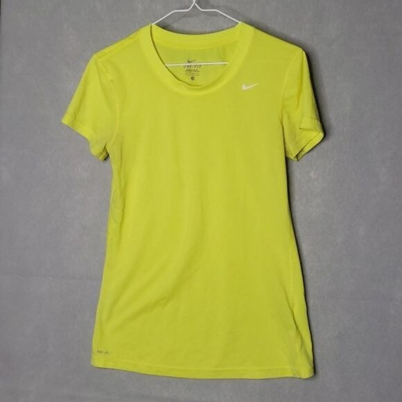 Nike Dri Fit Womens Small Neon Yellow Short Sleeve Athletic Shirt - Picture 1 of 6